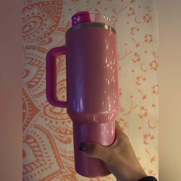 NWT! STARBUCKS X STANLEY pink shimmer/glitter 40 oz tumbler/cup - Picture 2 of 4